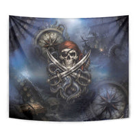 Pirates Skull Tapestry Kraken Sea Monster Tentacles Deep Legend