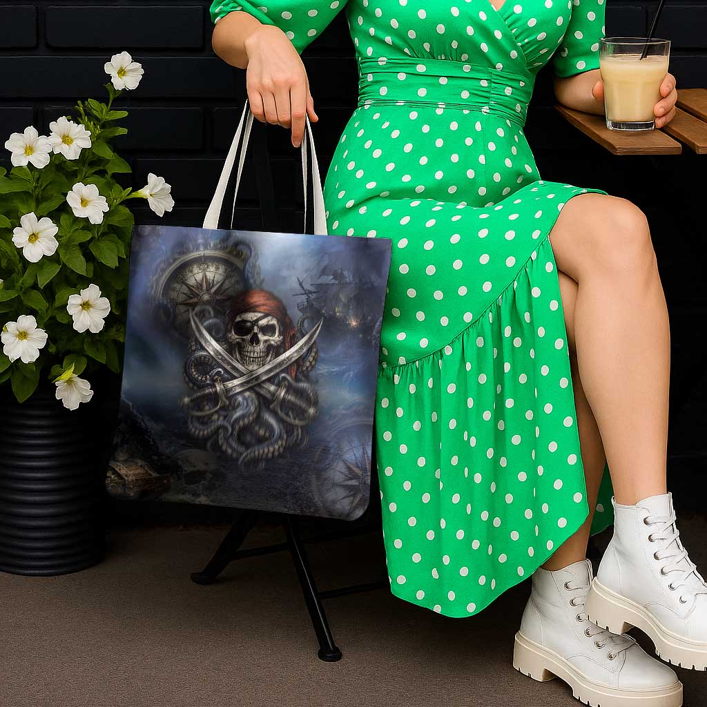 Pirates Skull Tote Bag Kraken Sea Monster Tentacles Deep Legend