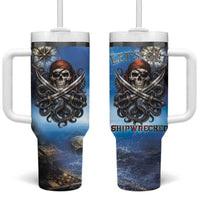 Pirates Skull Tumbler With Handle Kraken Sea Monster Tentacles Deep Legend