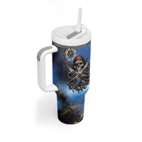 Pirates Skull Tumbler With Handle Kraken Sea Monster Tentacles Deep Legend