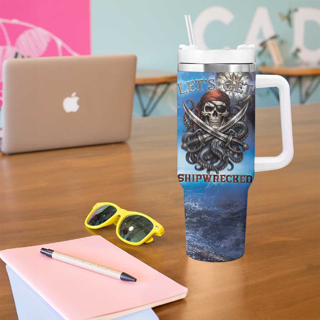 Pirates Skull Tumbler With Handle Kraken Sea Monster Tentacles Deep Legend
