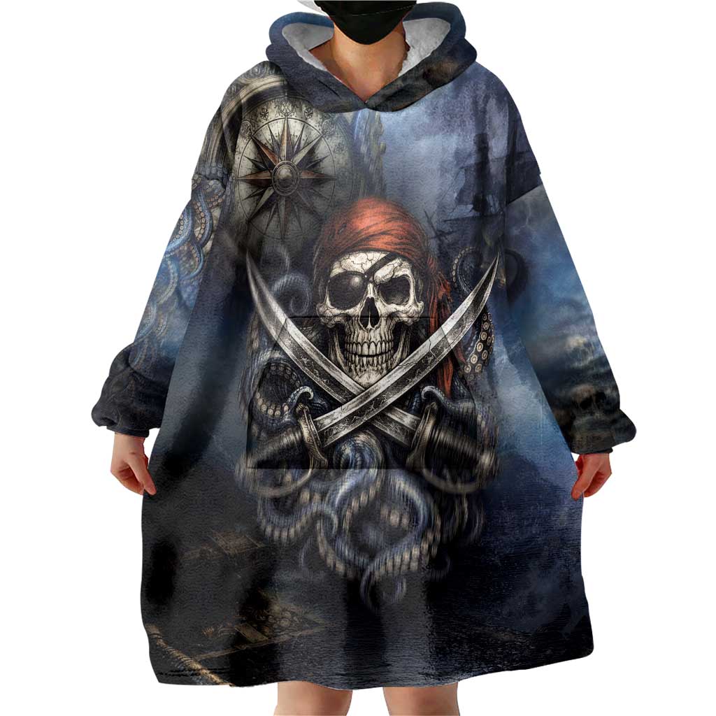 Pirates Skull Wearable Blanket Hoodie Kraken Sea Monster Tentacles Deep Legend