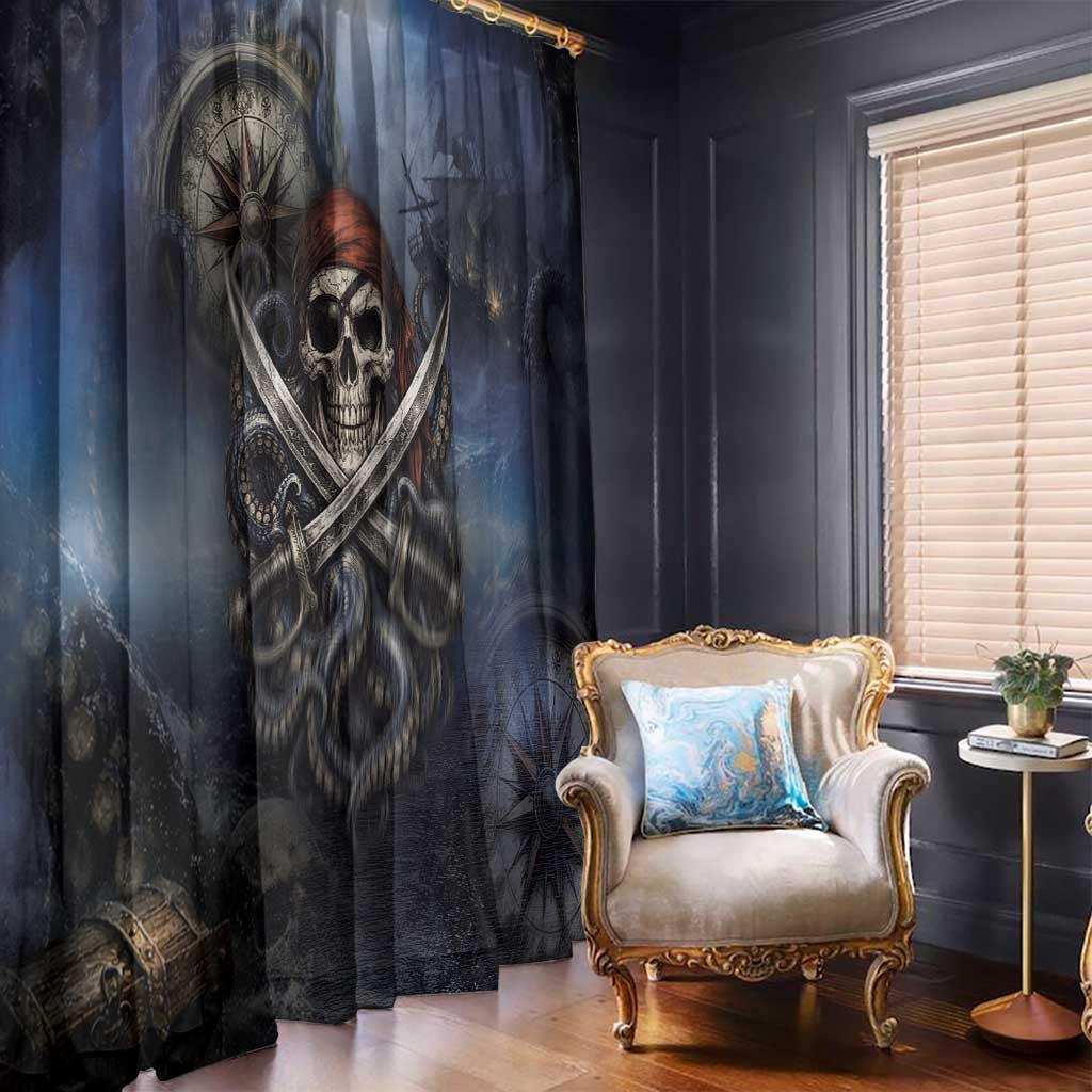 Pirates Skull Window Curtain Kraken Sea Monster Tentacles Deep Legend