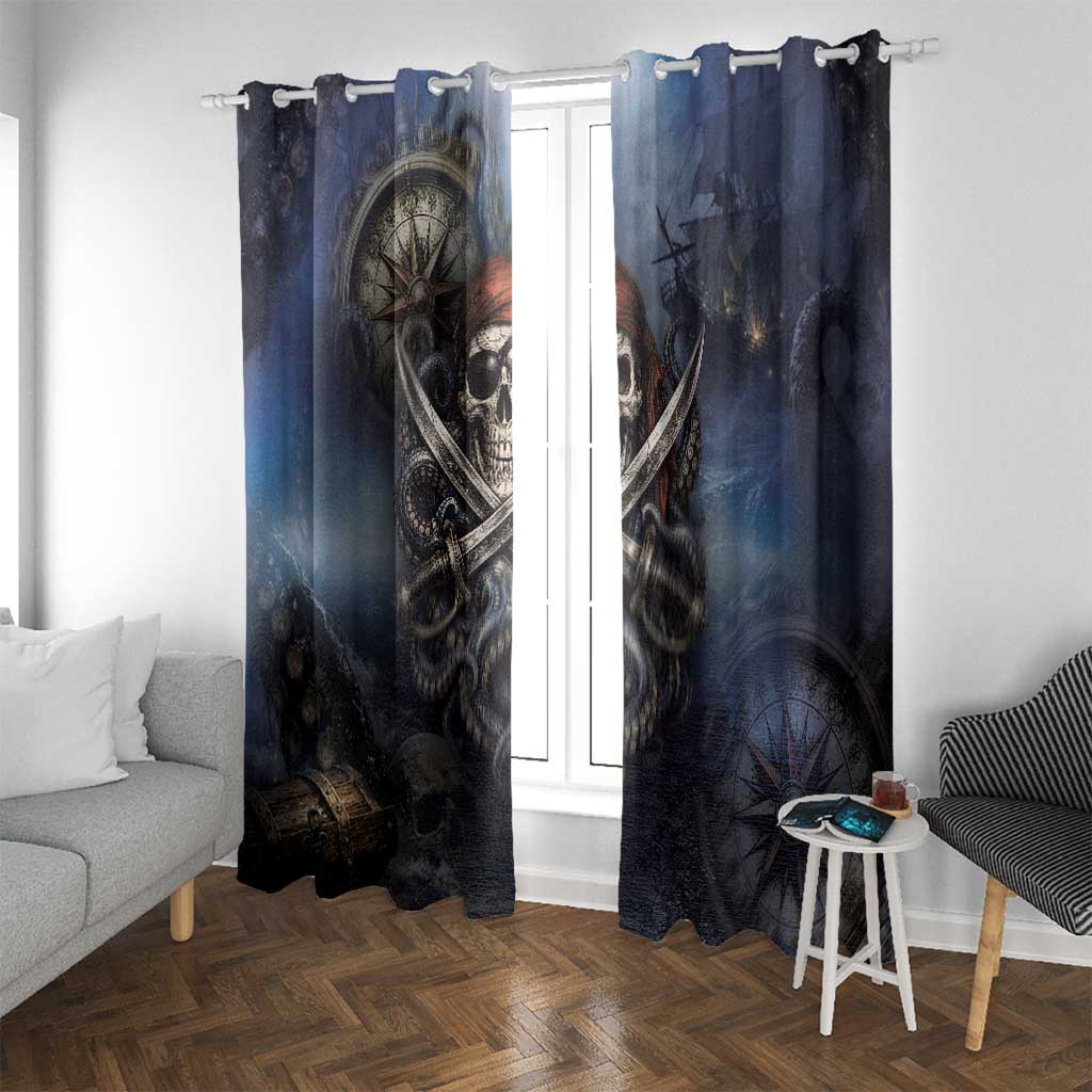 Pirates Skull Window Curtain Kraken Sea Monster Tentacles Deep Legend