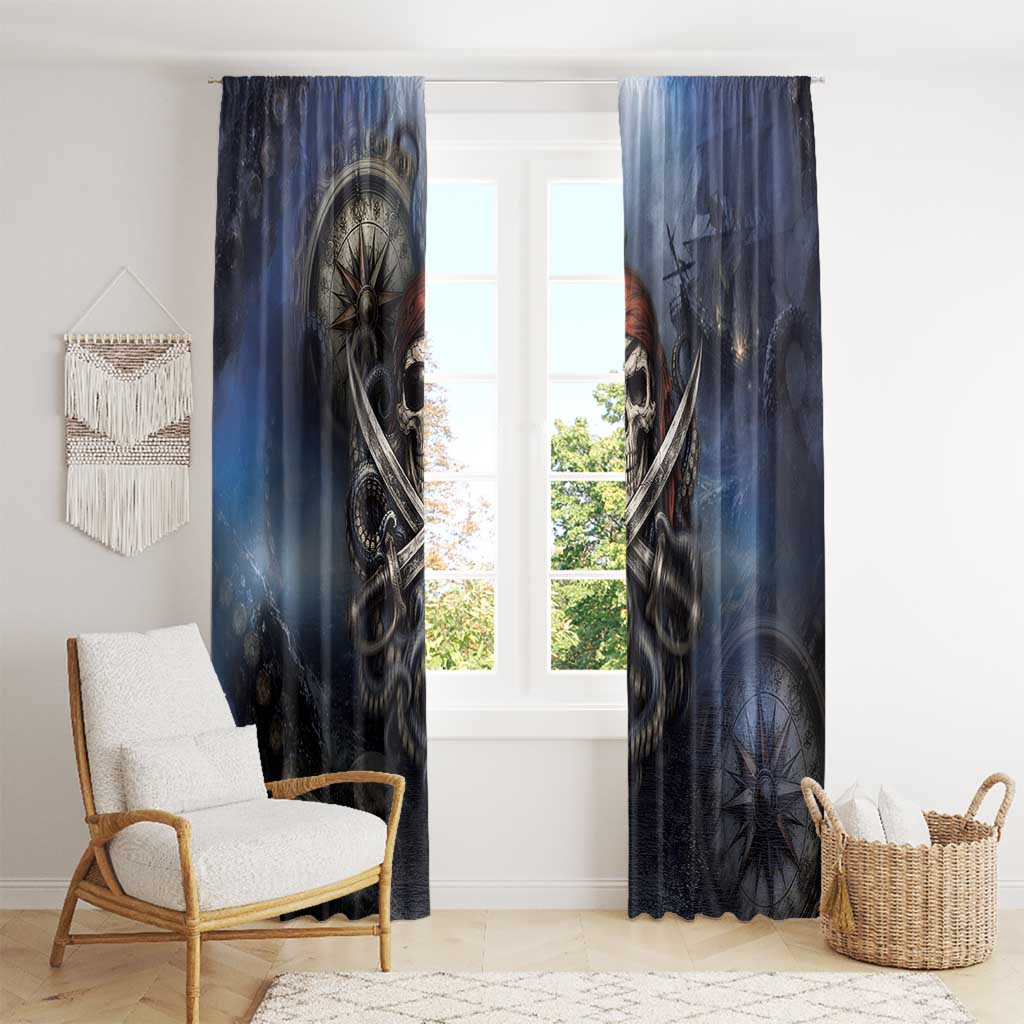 Pirates Skull Window Curtain Kraken Sea Monster Tentacles Deep Legend