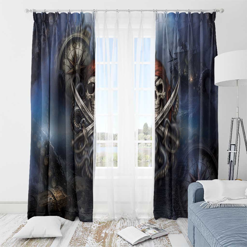 Pirates Skull Window Curtain Kraken Sea Monster Tentacles Deep Legend