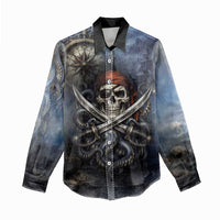 Pirates Skull Women Casual Shirt Kraken Sea Monster Tentacles Deep Legend