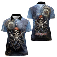 Pirates Skull Women Polo Shirt Kraken Sea Monster Tentacles Deep Legend