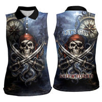Pirates Skull Women Sleeveless Polo Shirt Kraken Sea Monster Tentacles Deep Legend