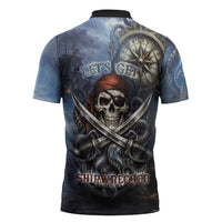 Pirates Skull Zipper Polo Shirt Kraken Sea Monster Tentacles Deep Legend