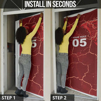 Custom Tunisia Football Door Cover Eagle Cracked Texture Athletic