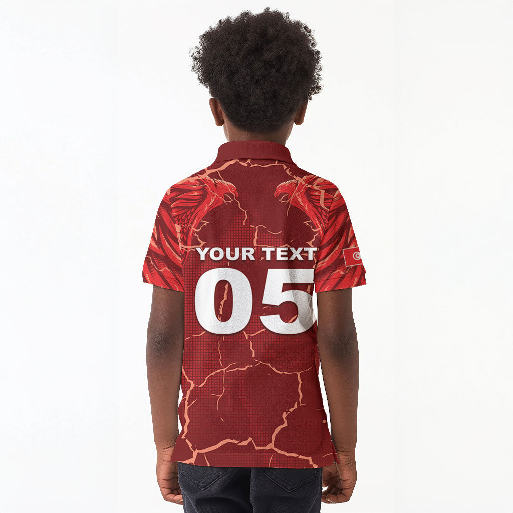 Custom Tunisia Football Kid Polo Shirt Eagle Cracked Texture Athletic