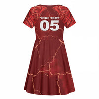 Custom Tunisia Football Kid Short Sleeve Dress Eagle Cracked Texture Athletic
