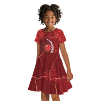 Custom Tunisia Football Kid Short Sleeve Dress Eagle Cracked Texture Athletic