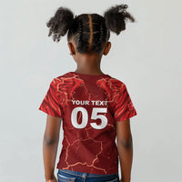 Custom Tunisia Football Kid T shirt Eagle Cracked Texture Athletic