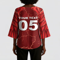 Custom Tunisia Football Kimono Sleeve Blouse Eagle Cracked Texture Athletic