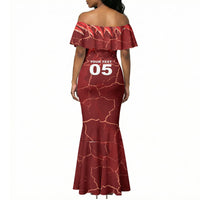 Custom Tunisia Football Mermaid Dress Eagle Cracked Texture Athletic