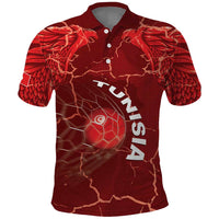 Custom Tunisia Football Polo Shirt Eagle Cracked Texture Athletic