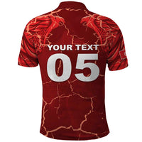 Custom Tunisia Football Polo Shirt Eagle Cracked Texture Athletic
