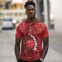 Custom Tunisia Football Polo Shirt Eagle Cracked Texture Athletic