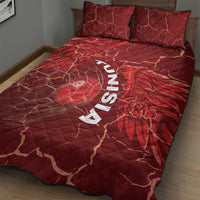 Tunisia Football Quilt Bed Set Eagle Cracked Texture Athletic