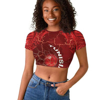 Custom Tunisia Football Raglan Cropped T shirt Eagle Cracked Texture Athletic