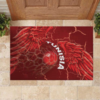 Tunisia Football Rubber Doormat Eagle Cracked Texture Athletic