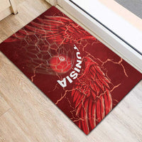 Tunisia Football Rubber Doormat Eagle Cracked Texture Athletic