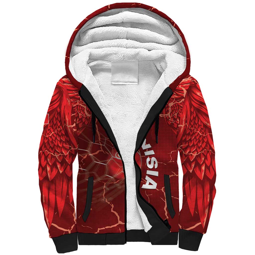 Custom Tunisia Football Sherpa Hoodie Eagle Cracked Texture Athletic