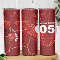 Custom Tunisia Football Skinny Tumbler Eagle Cracked Texture Athletic