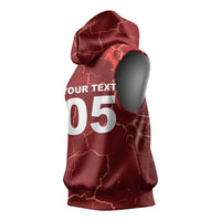 Custom Tunisia Football Sleeveless Hoodie Eagle Cracked Texture Athletic