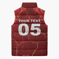 Custom Tunisia Football Sleeveless Puffer Jacket Eagle Cracked Texture Athletic