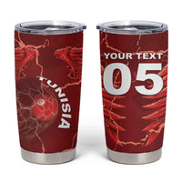 Custom Tunisia Football Tumbler Cup Eagle Cracked Texture Athletic