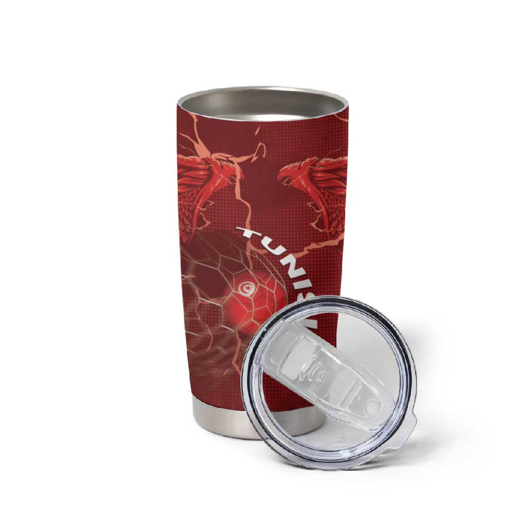 Custom Tunisia Football Tumbler Cup Eagle Cracked Texture Athletic