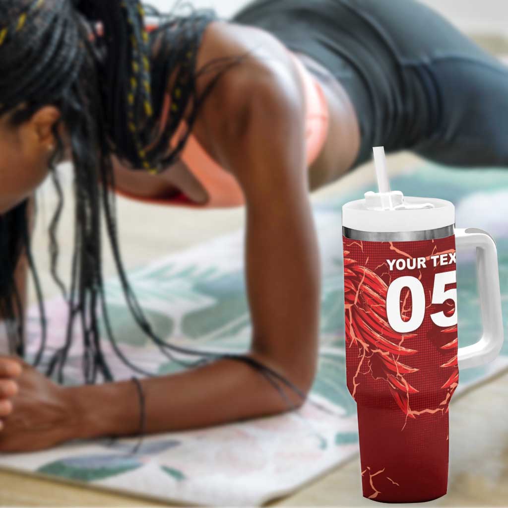 Custom Tunisia Football Tumbler With Handle Eagle Cracked Texture Athletic
