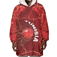 Custom Tunisia Football Wearable Blanket Hoodie Eagle Cracked Texture Athletic
