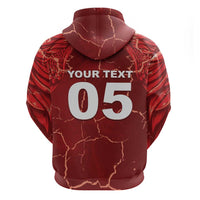 Custom Tunisia Football Zip Hoodie Eagle Cracked Texture Athletic