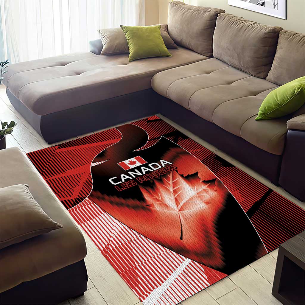 Canada Football Area Rug Visual Line Abstract Maple Leaf