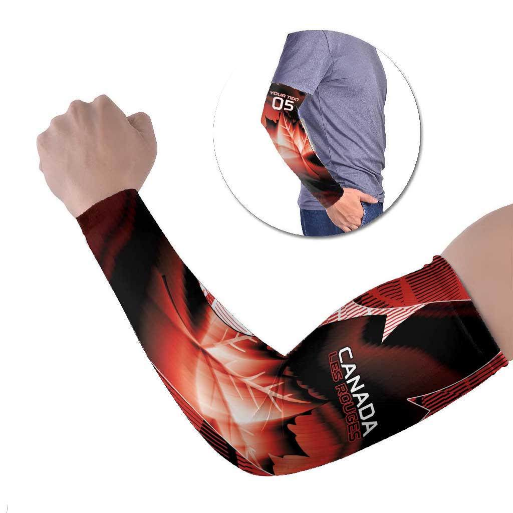 Custom Canada Football Arm Sleeves Visual Line Abstract Maple Leaf