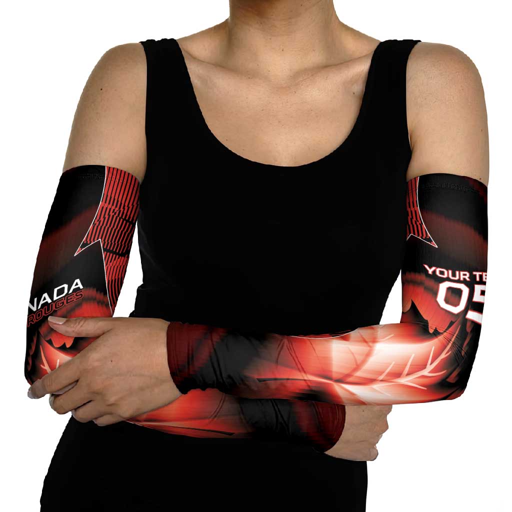 Custom Canada Football Arm Sleeves Visual Line Abstract Maple Leaf