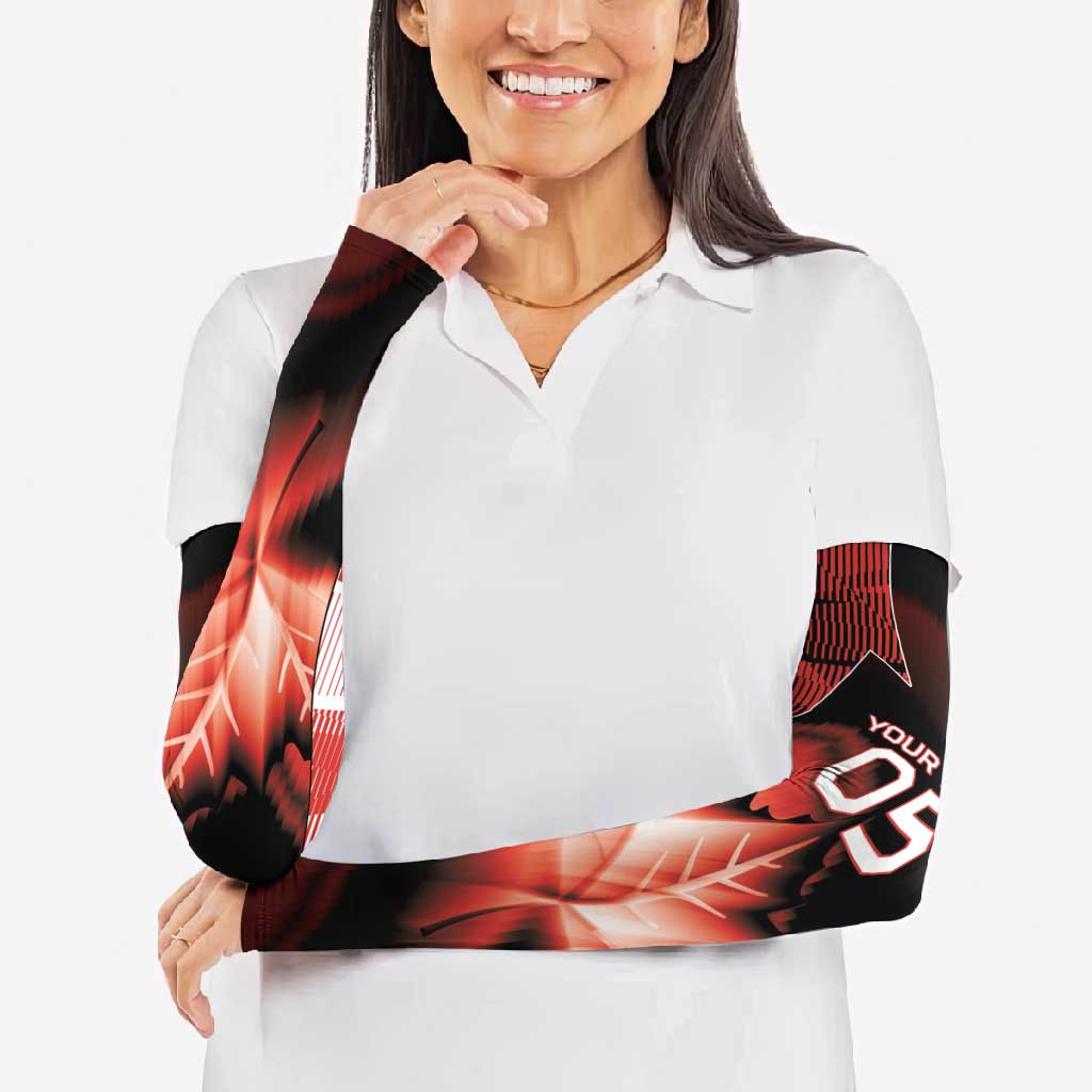 Custom Canada Football Arm Sleeves Visual Line Abstract Maple Leaf