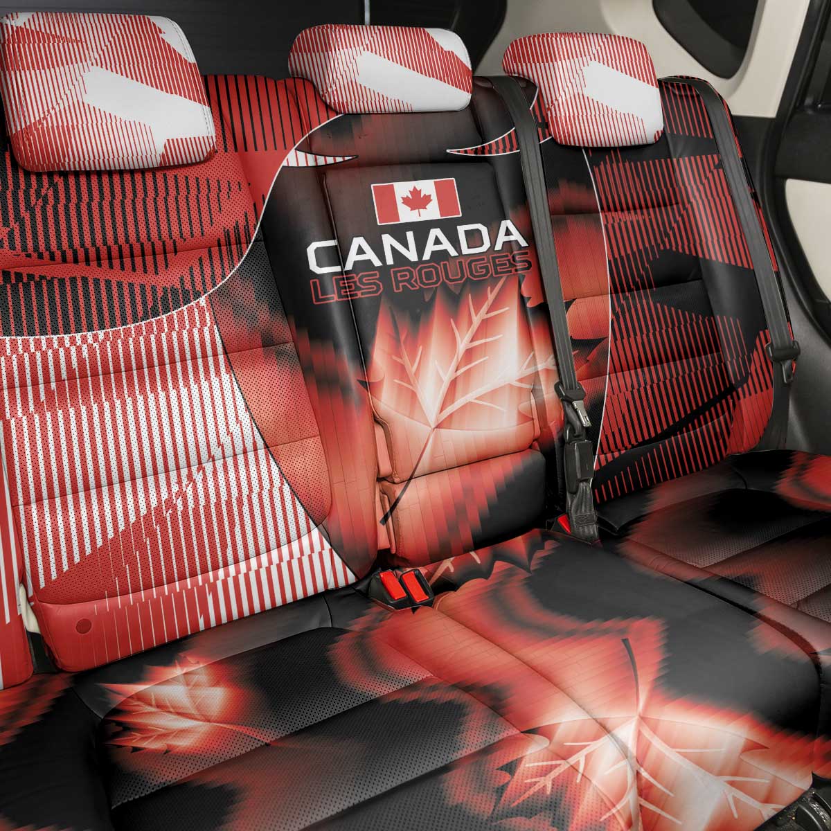 Canada Football Back Car Seat Cover Visual Line Abstract Maple Leaf