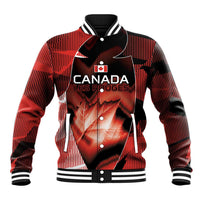 Custom Canada Football Baseball Jacket Visual Line Abstract Maple Leaf