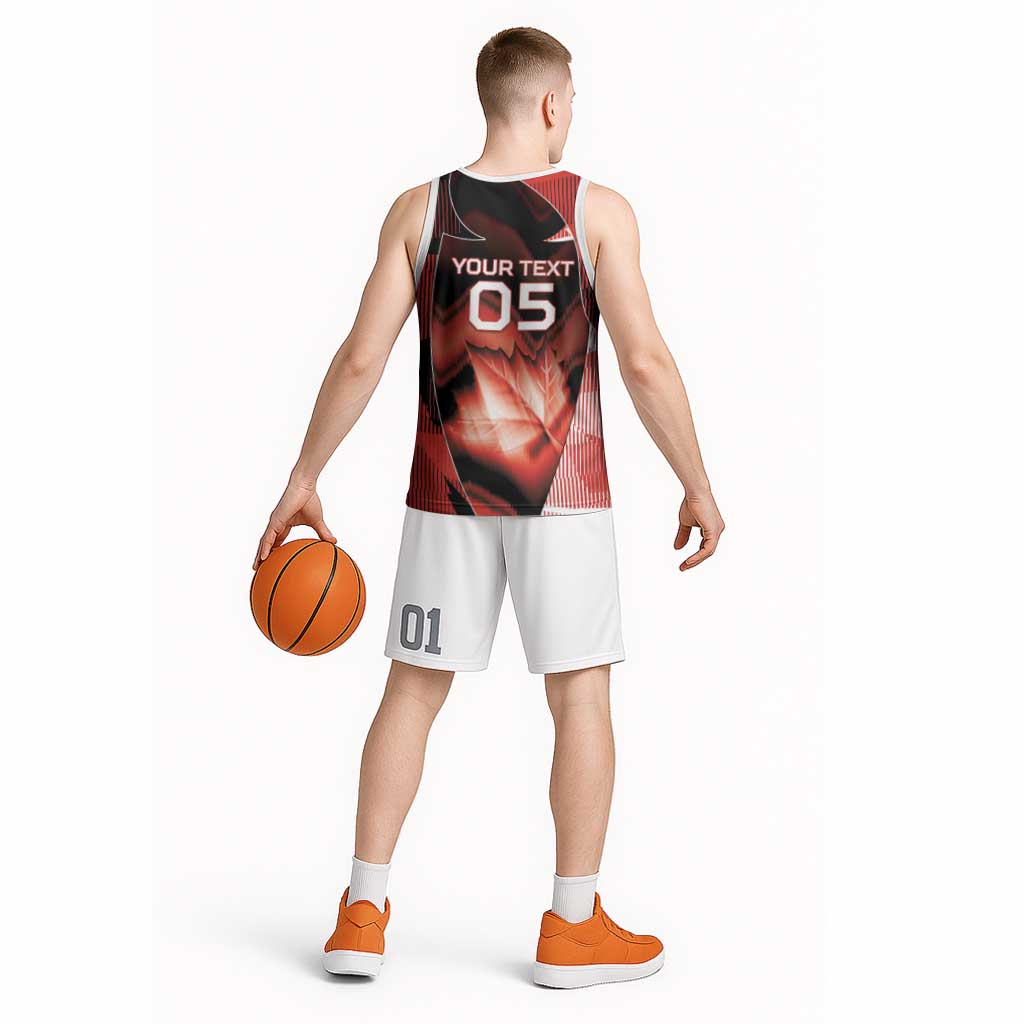 Custom Canada Football Basketball Jersey Visual Line Abstract Maple Leaf