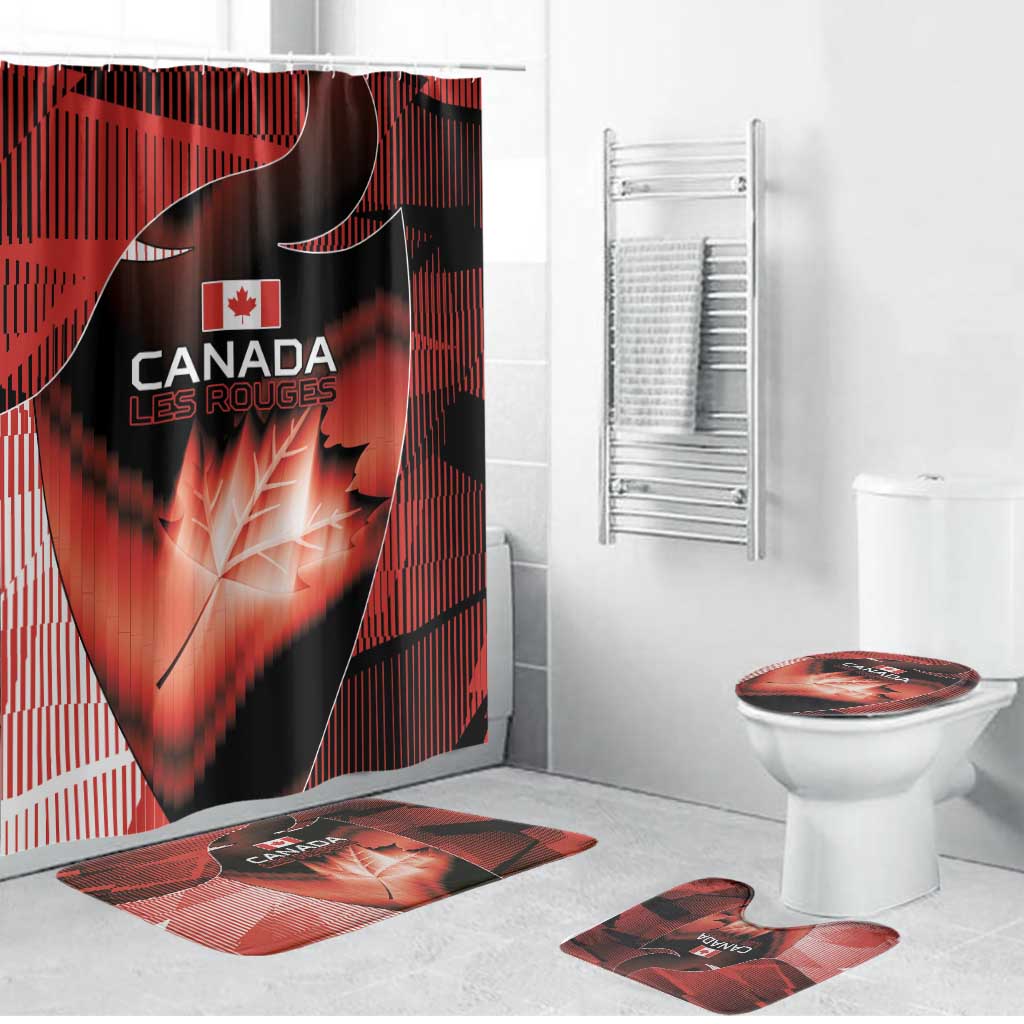 Canada Football Bathroom Set Visual Line Abstract Maple Leaf