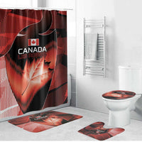 Canada Football Bathroom Set Visual Line Abstract Maple Leaf