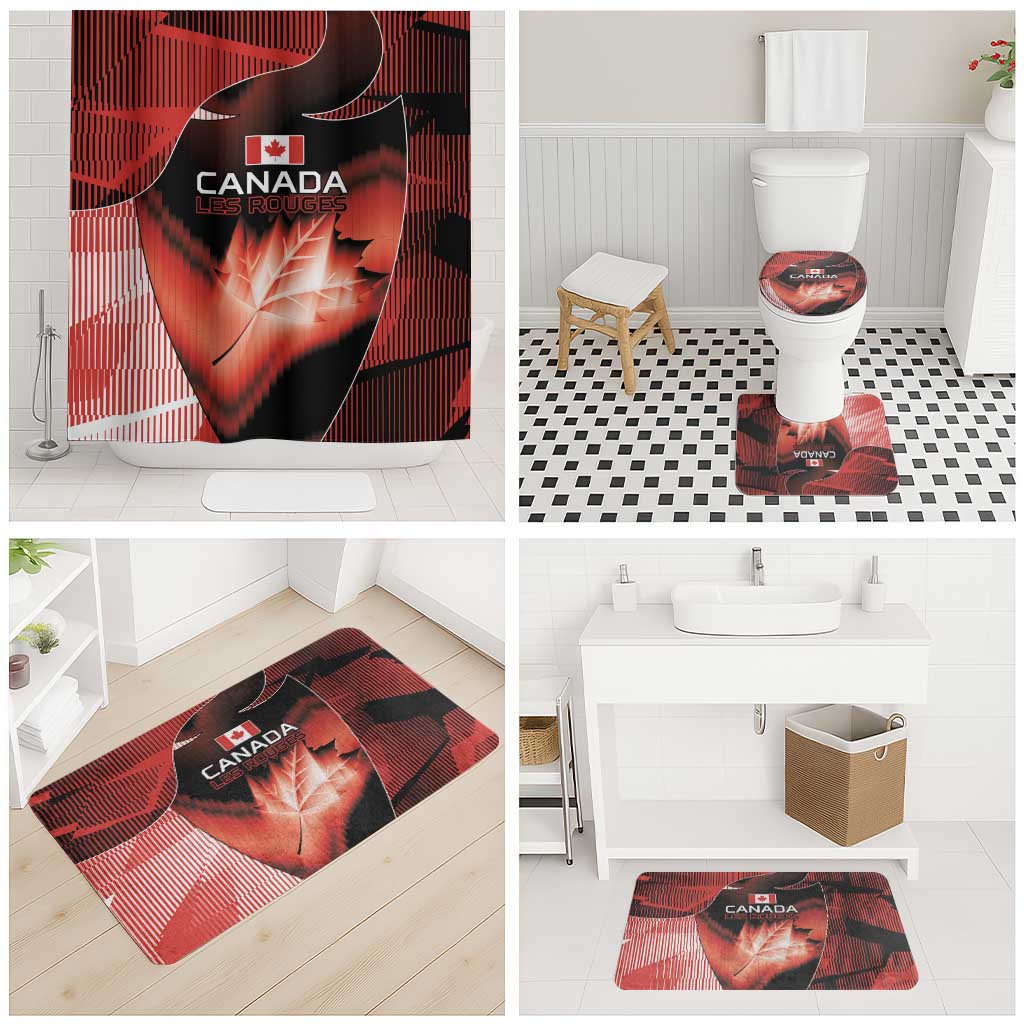 Canada Football Bathroom Set Visual Line Abstract Maple Leaf