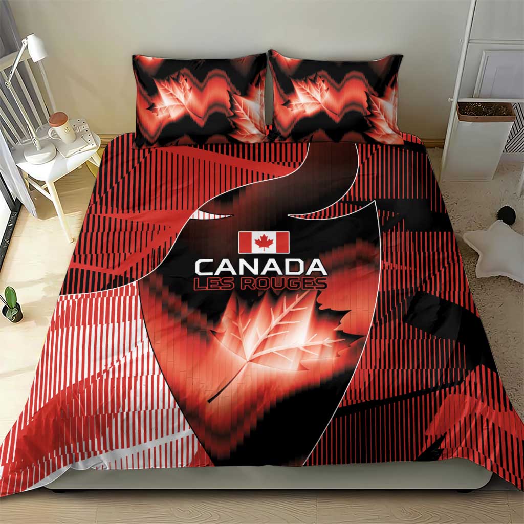Canada Football Bedding Set Visual Line Abstract Maple Leaf