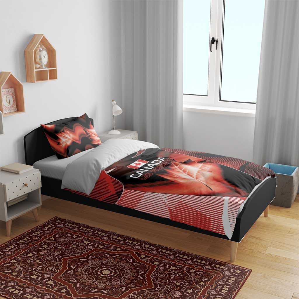 Canada Football Bedding Set Visual Line Abstract Maple Leaf