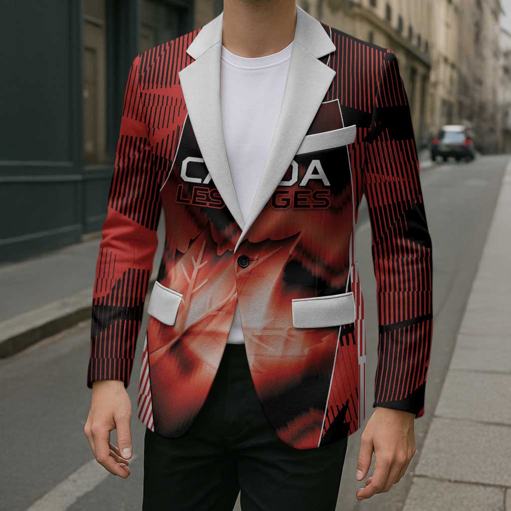 Custom Canada Football Blazer Visual Line Abstract Maple Leaf
